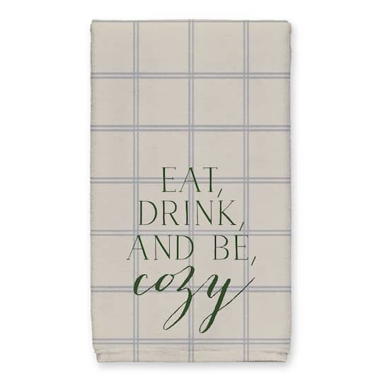 Be Cozy Gray and Cream Check Tea Towel - Set of 2